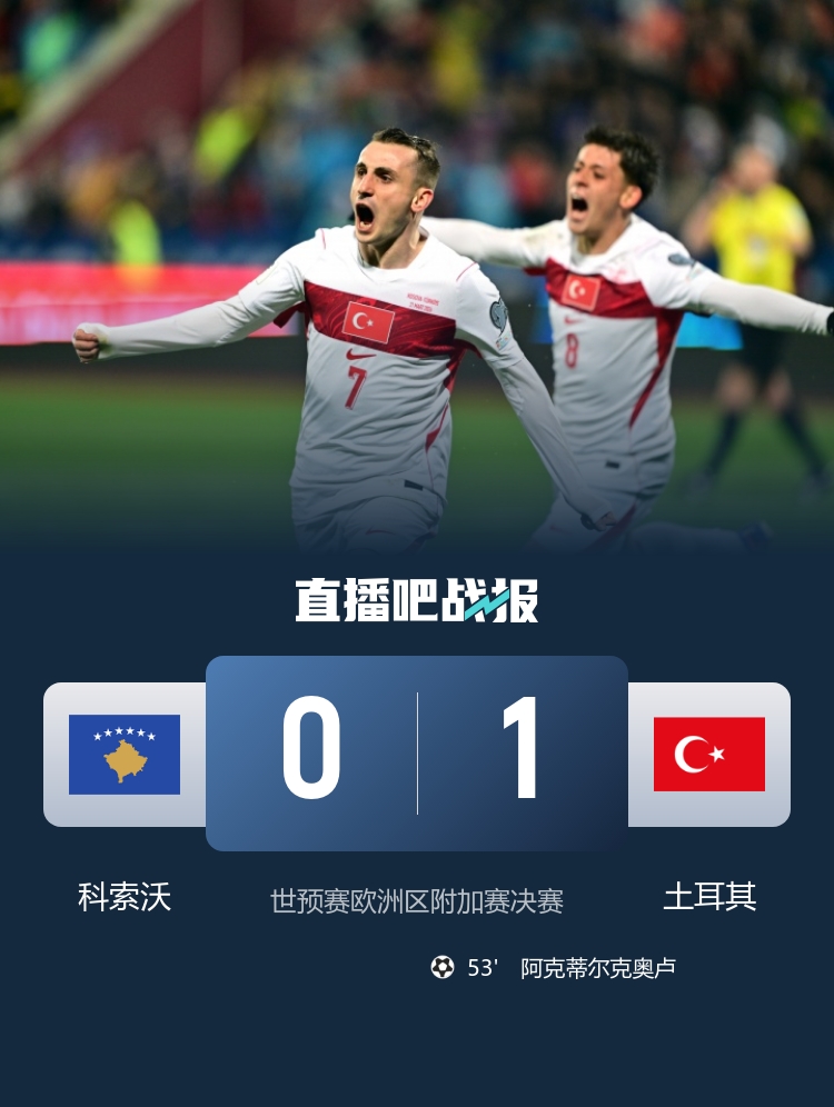 阿克蒂爾克奧盧一錘定音 土耳其1-0科索沃24年后再進世界杯
