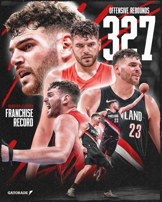 克林根單季327進攻籃板刷新開拓者隊史